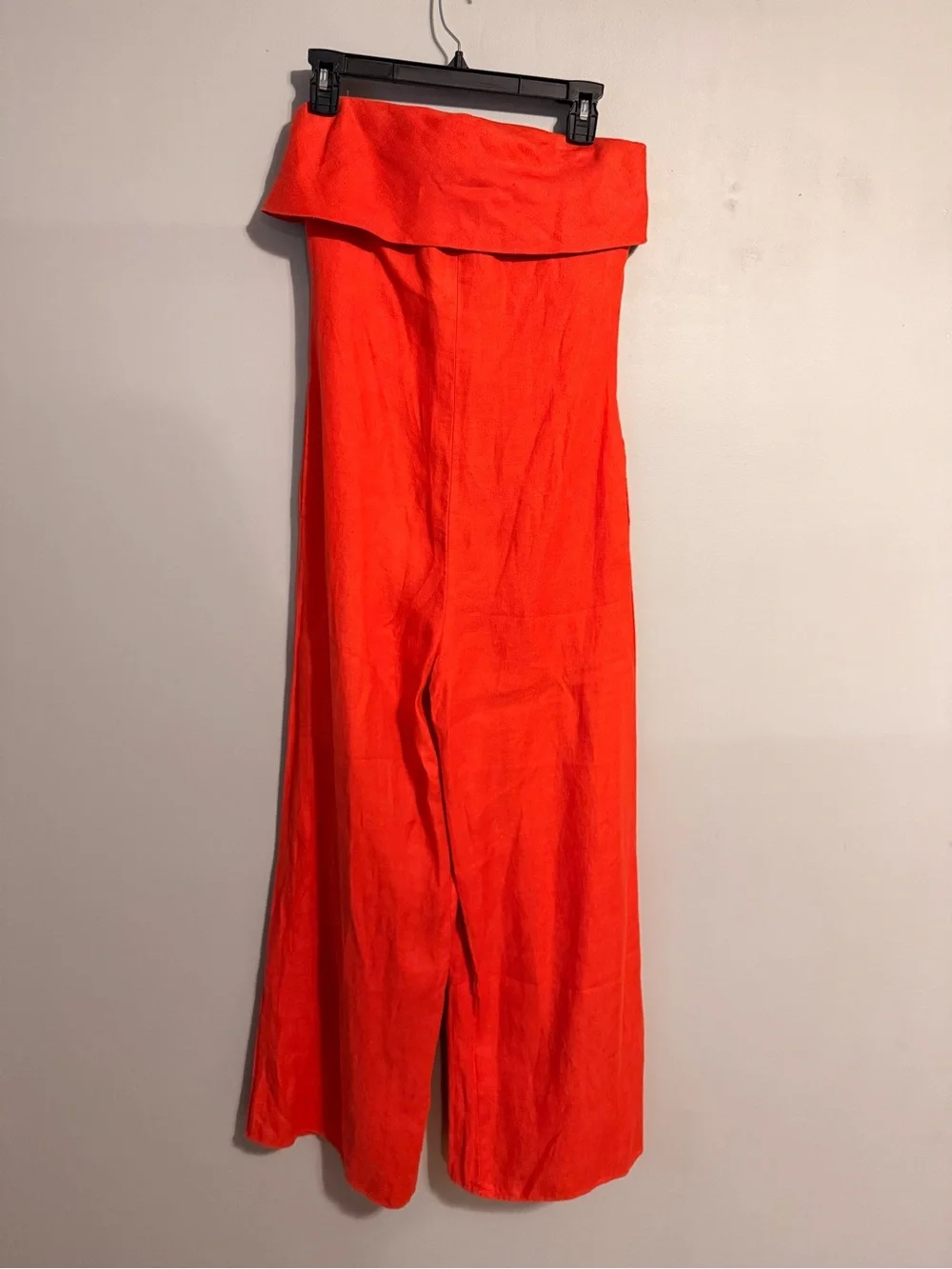Banana Republic Linen Strapless Wide-Leg Jumpsuit - Bright Orange-Red